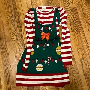 Christmas Dress w Apron and Candy Canes- M